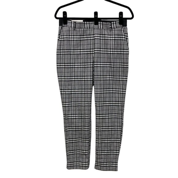 H&M Houndstooth Pants, Size 8, Pull-On Elastic Waist, Ankle Length, Pockets, NEW - Picture 2 of 12